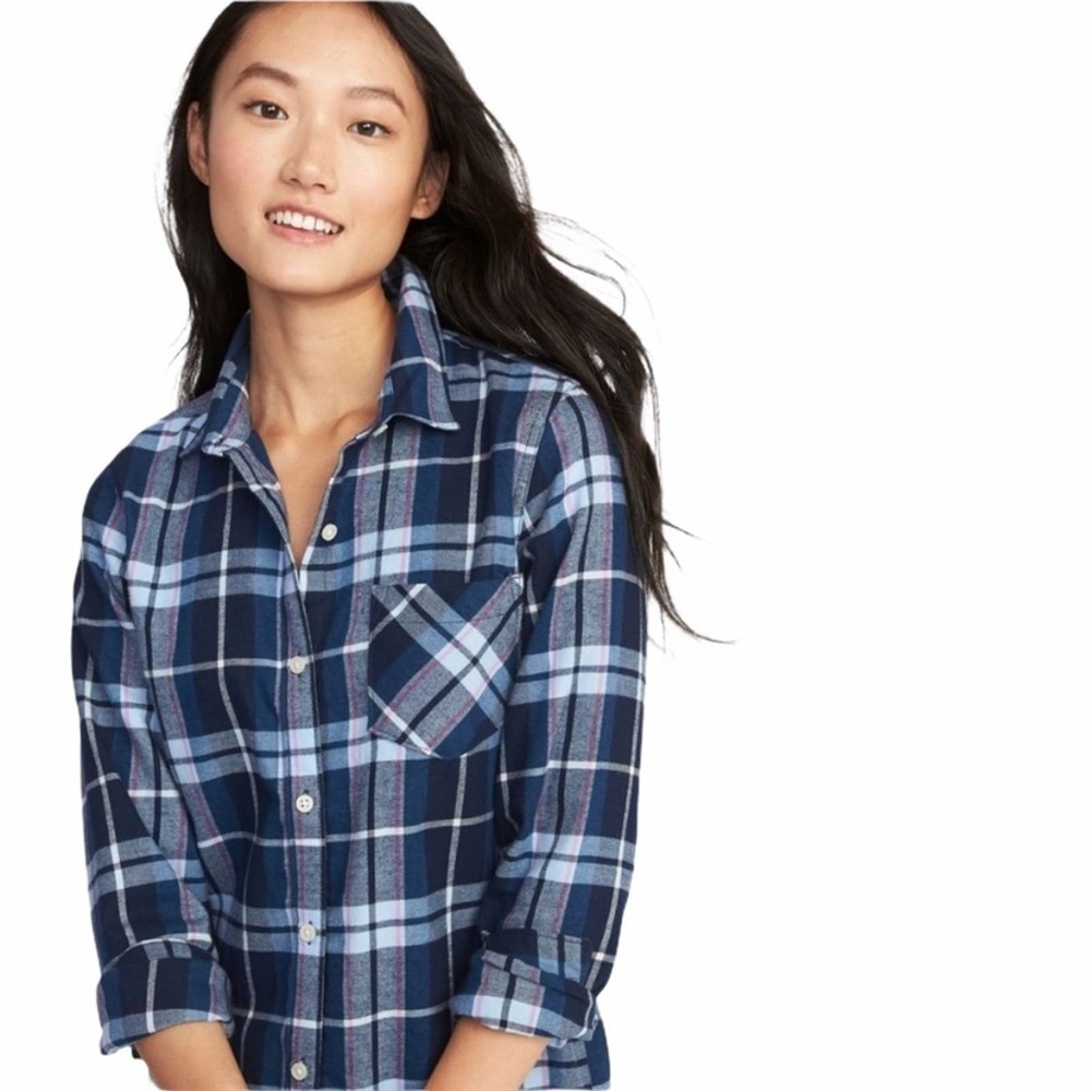 Old Navy Plaid Flannel Tunic Shirt